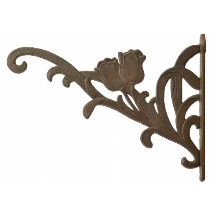 Decorative Tulip Flowers Cast Iron Plant Hanger Hook - Large 12.75" Long