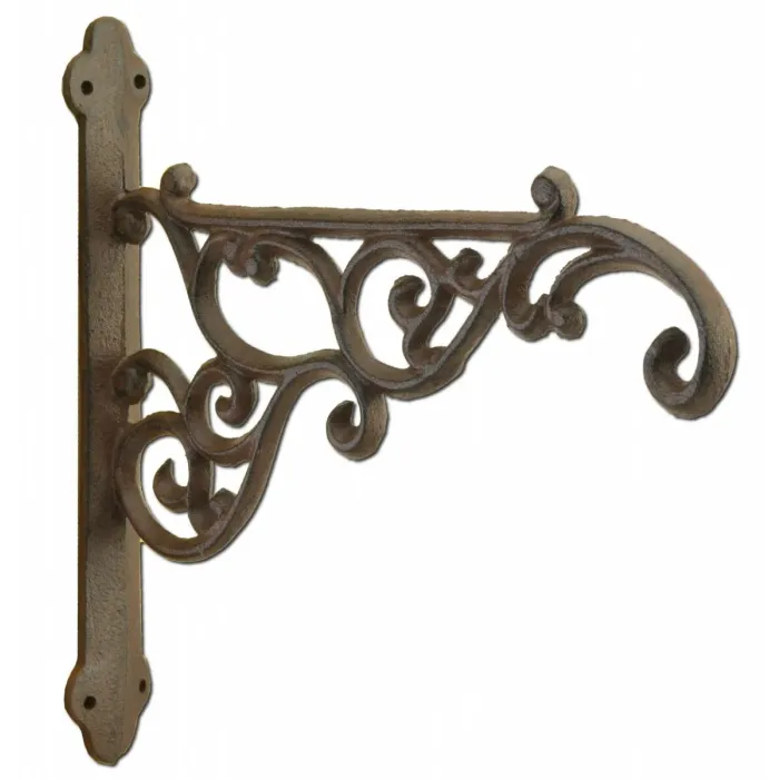 Decorative Ornate Victorian Cast Iron Plant Hanger Hook - Rust Brown 8.375" Long