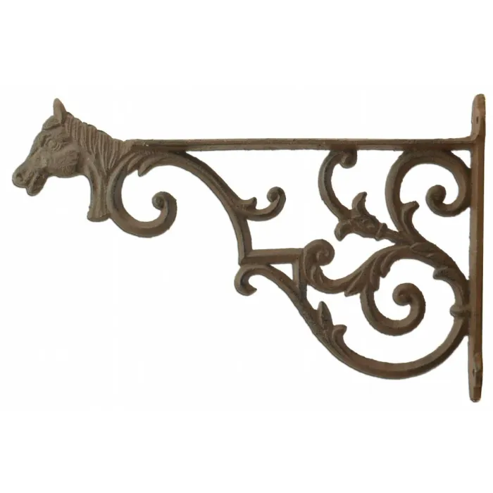 Decorative Horse Head Cast Iron Plant Hanger Hook - Large 13.375" Long