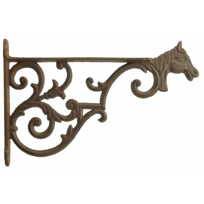 Decorative Horse Head Cast Iron Plant Hanger Hook - Large 13.375" Long
