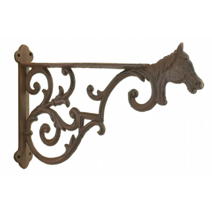 Decorative Horse Head Cast Iron Plant Hanger Hook - Large 13.375" Long
