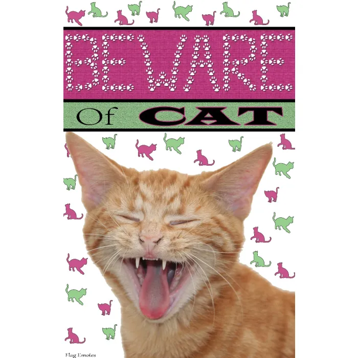 Flag Emotes - Double Sided Garden Flag - Beware Of Cat