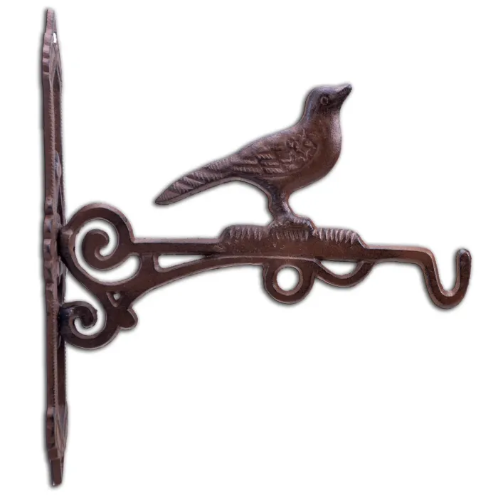 Decorative Bird Cast Iron Plant Hanger Hook 10.75" Deep