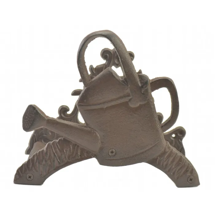 Cast Iron Garden Hose Holder - Watering Can Design - 7.625" Tall