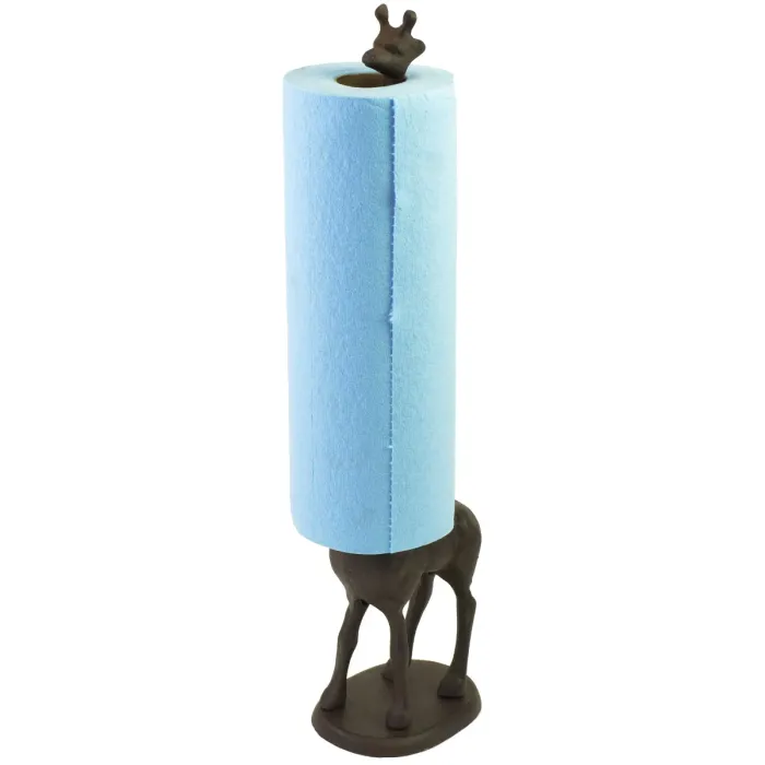 Cast Iron Paper Towel Holder Stand - Giraffe - Rust Brown - 18.625" Tall