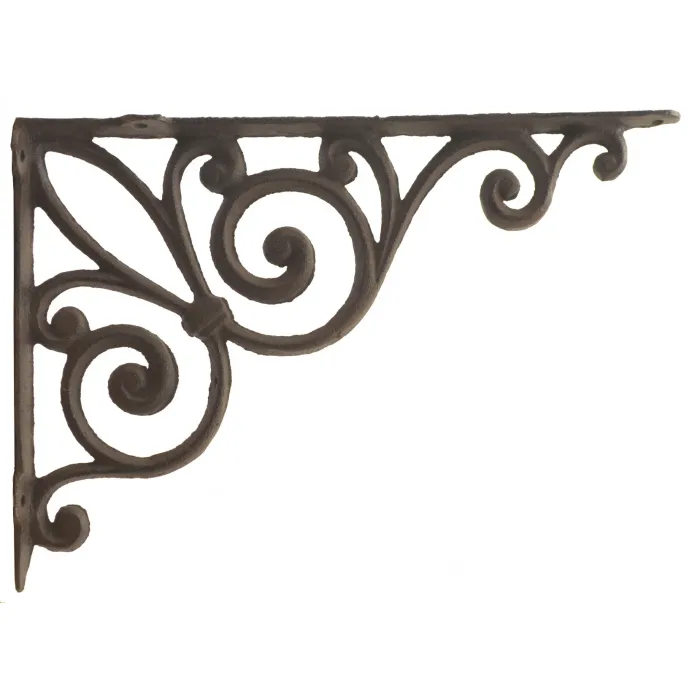 Cast Iron Wall Shelf Bracket - Ribbon Fleur De Lis - Rust Brown - 11.375" Deep