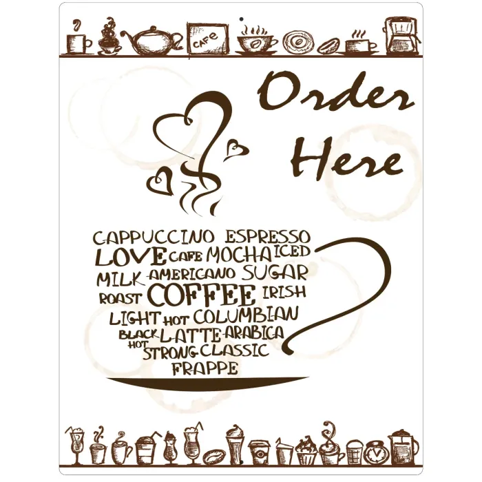 Aluminum Sign Coffee Order Here - 12" x 9"