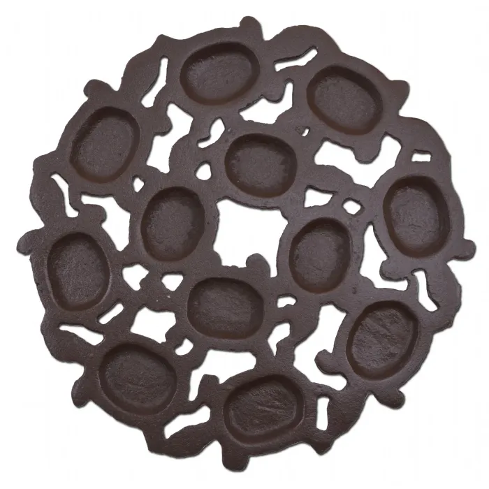Decorative Baby Turtles Stepping Stone - Rust Brown Cast Iron - 10.25" Wide