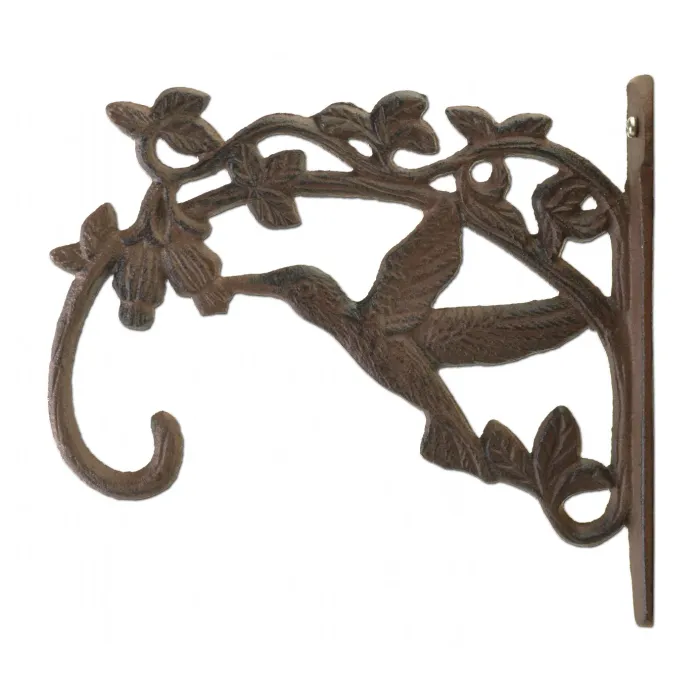 Decorative Cast Iron Plant Hanger Hook - Hummingbird - 7.5" Deep