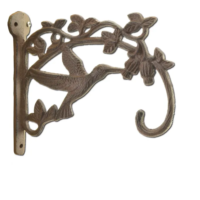 Decorative Cast Iron Plant Hanger Hook - Hummingbird - 7.5" Deep