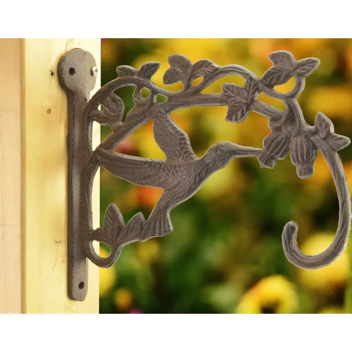 Decorative Cast Iron Plant Hanger Hook - Hummingbird - 7.5" Deep