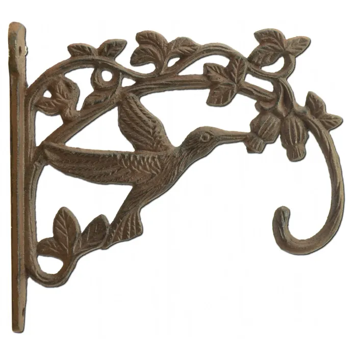 Decorative Cast Iron Plant Hanger Hook - Hummingbird - 7.5" Deep