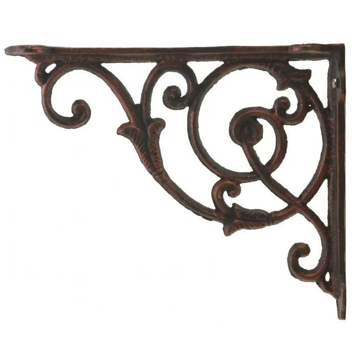 Decorative Cast Iron Wall Shelf Bracket - Ornate Vine - 8.5" Deep