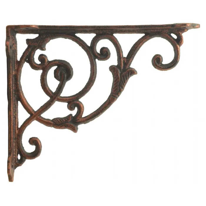 Decorative Cast Iron Wall Shelf Bracket - Ornate Vine - 8.5" Deep