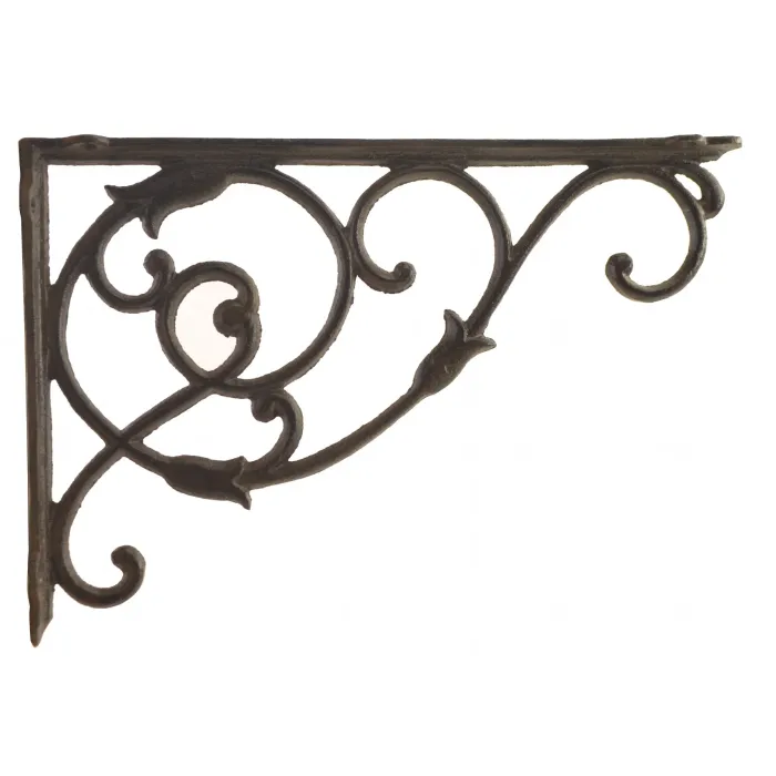 Decorative Cast Iron Wall Shelf Bracket - Ornate Vine - 13.5" Deep