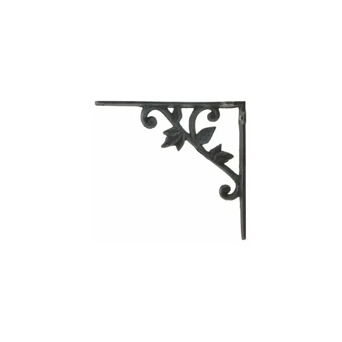 Wall Shelf Bracket - Vine & Leaf - Verdigris Cast Iron - 8.375" Deep