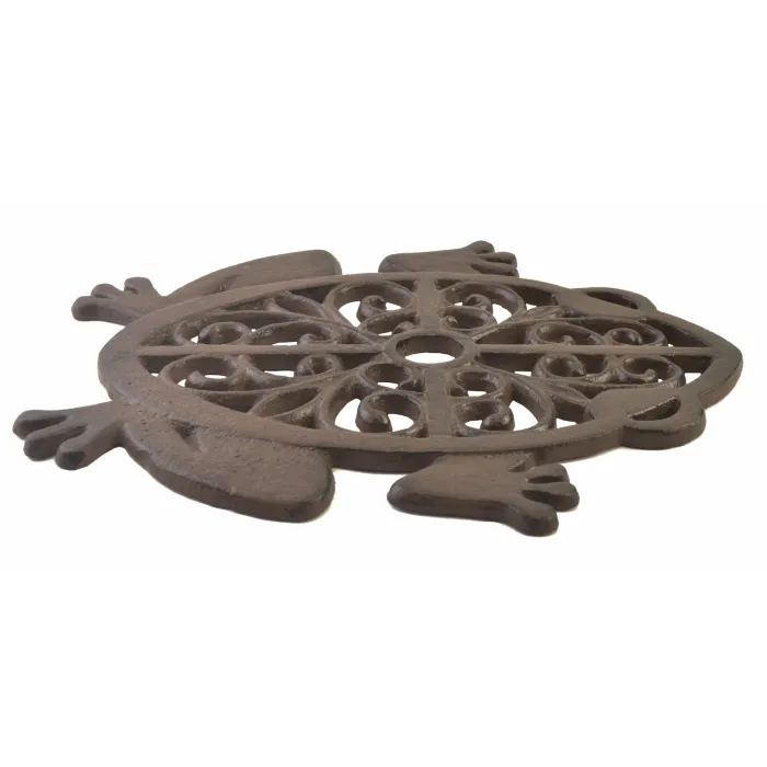 Decorative Cast Iron Yard & Garden Stepping Stone - Cutout Frog - Rust Brown