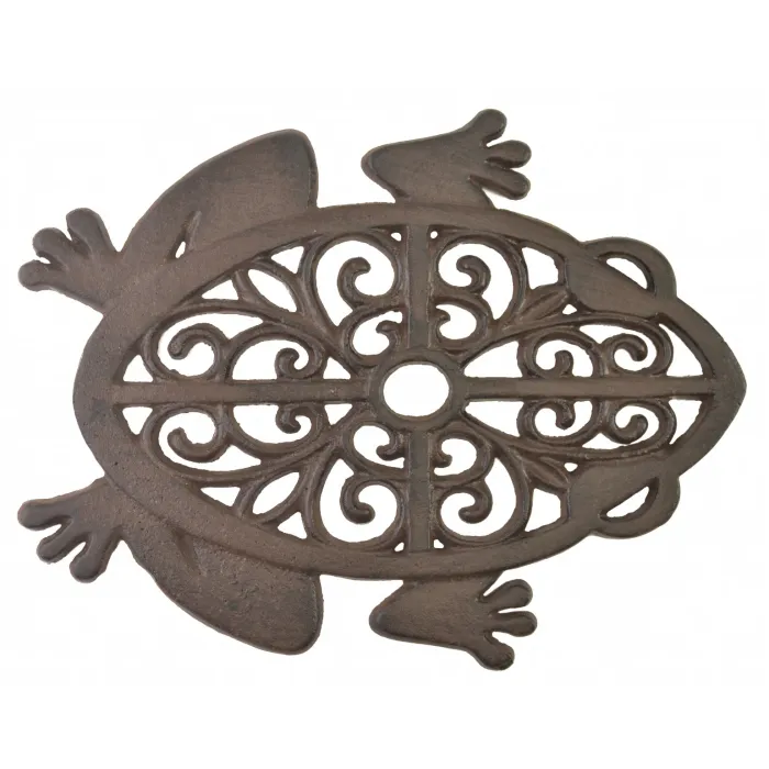 Decorative Cast Iron Yard & Garden Stepping Stone - Cutout Frog - Rust Brown