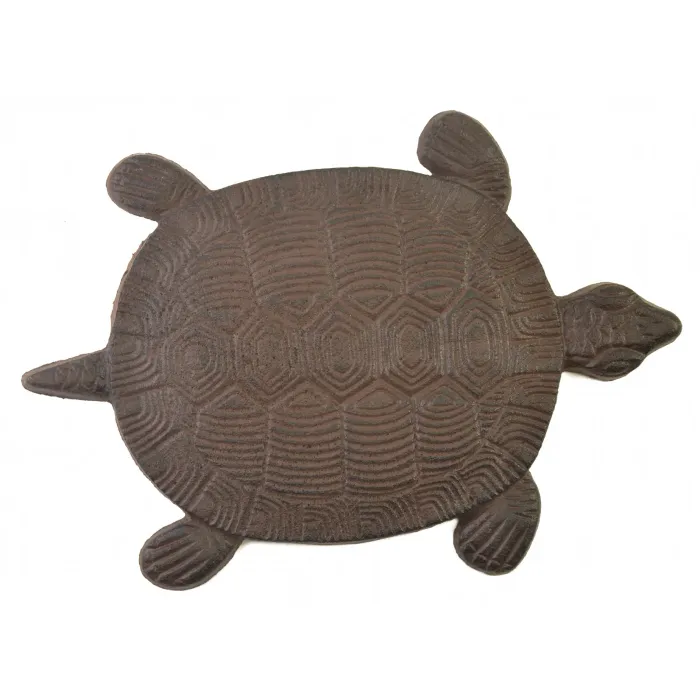 Decorative Cast Iron Yard & Garden Stepping Stone - Turtle - Rust Brown