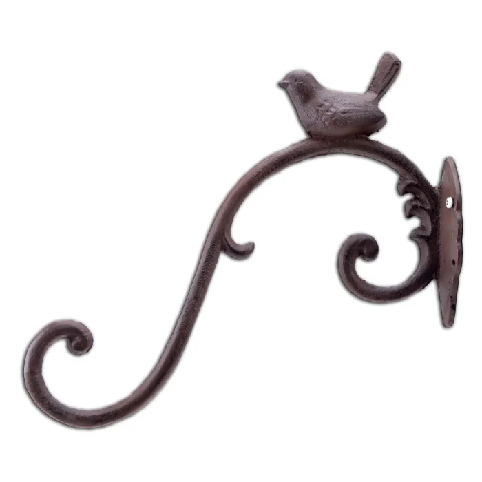 Decorative Chickadee Bird Design Cast Iron Plant Hanger 11" Long