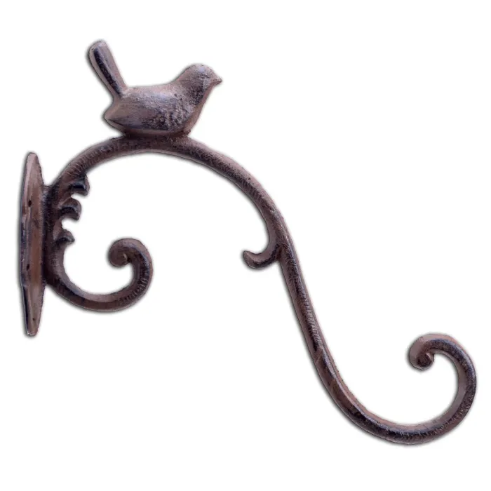 Decorative Chickadee Bird Design Cast Iron Plant Hanger 11" Long