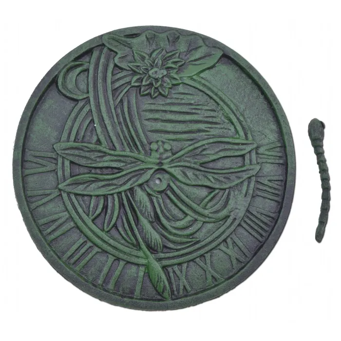 Decorative Dragonfly Garden Sundial - Green - 9.75" Wide