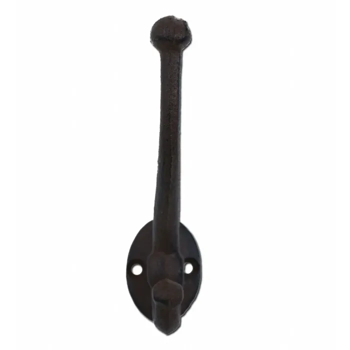 Decorative Victorian Style Double Wall Hook - Rust Brown Cast Iron - 5.25" Tall