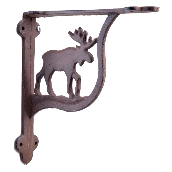 Wall Shelf Bracket Moose Pattern Cast Iron 7.25" Deep