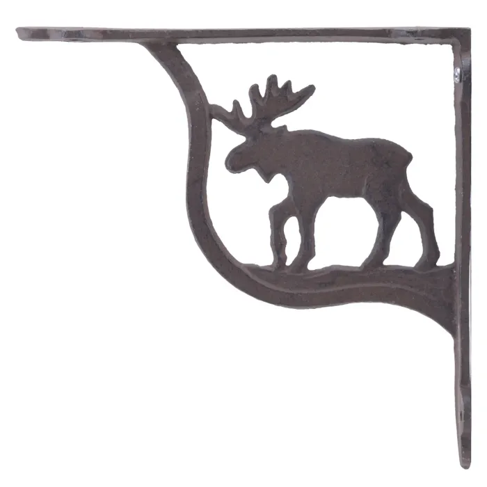 Wall Shelf Bracket Moose Pattern Cast Iron 7.25" Deep