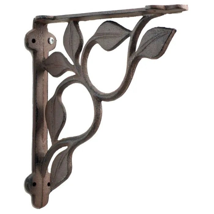 Wall Shelf Bracket Vine & Leaf Brown Cast Iron 7.13" Deep