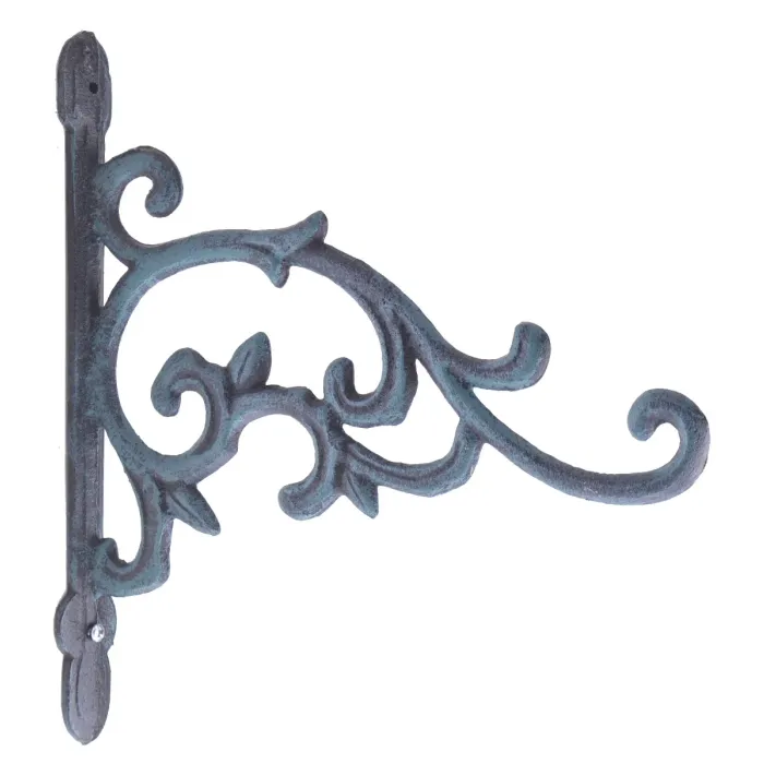 Decorative Plant Hanger Flower Bud Vine Verdigris Cast Iron 9.25" Deep