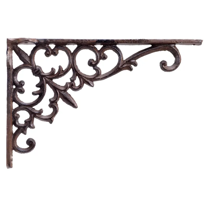 Wall Shelf Bracket With Hook Leaf Vine Pattern Cast Iron 11.75"