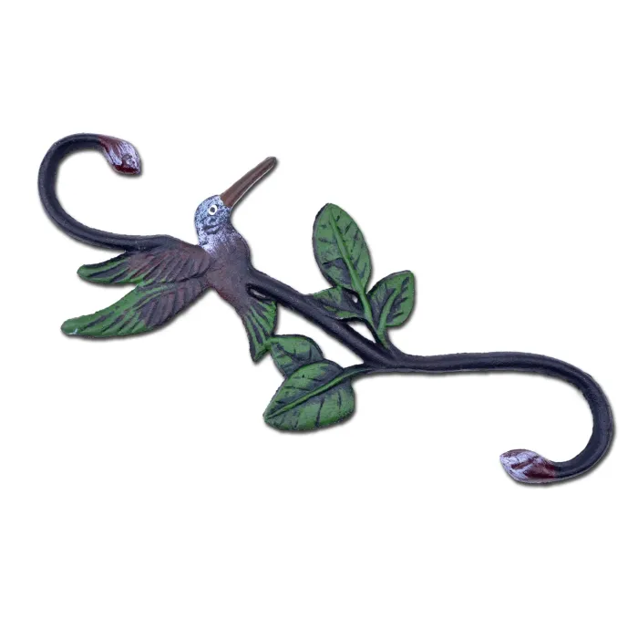 Cast Iron S Style Plant Hook Plant Hanger Hummingbird Color 11.75" Long