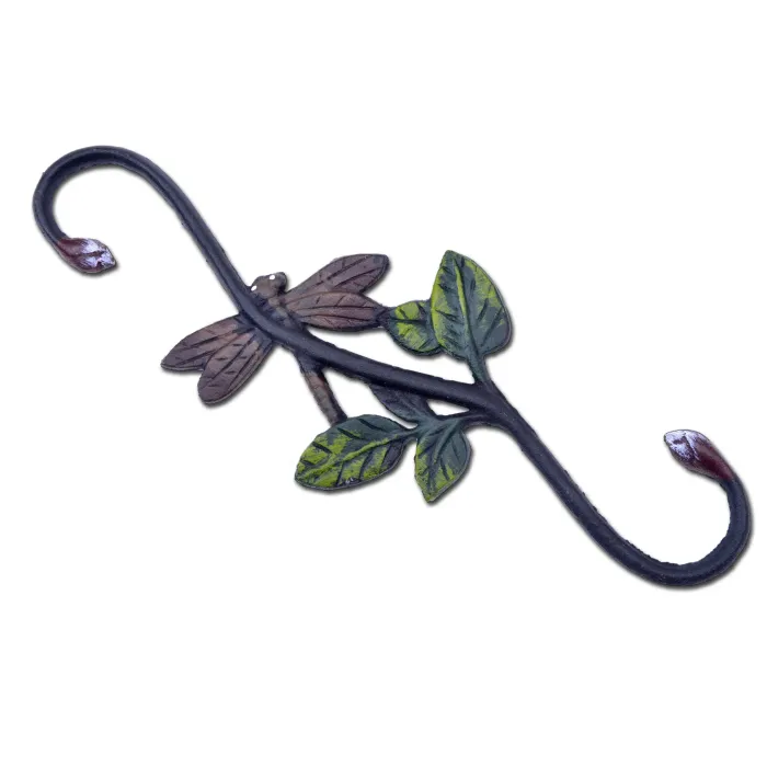 Cast Iron S Style Plant Hook Dragonfly 12" Long