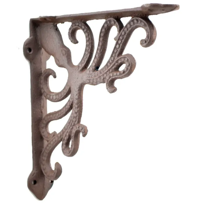 Octopus Shelf Bracket - Rust Brown Cast Iron - 7.75" Deep