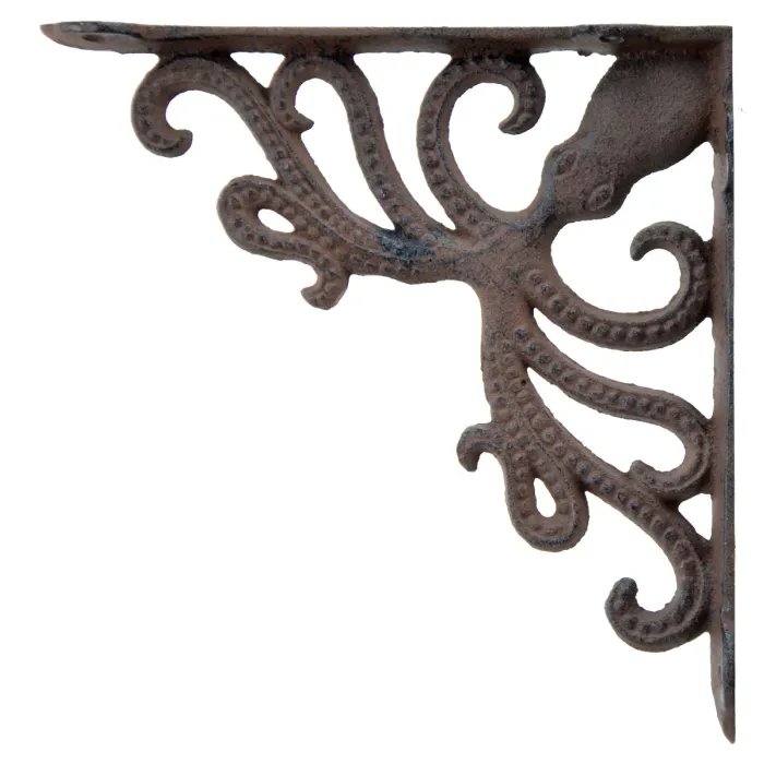 Octopus Shelf Bracket - Rust Brown Cast Iron - 7.75" Deep