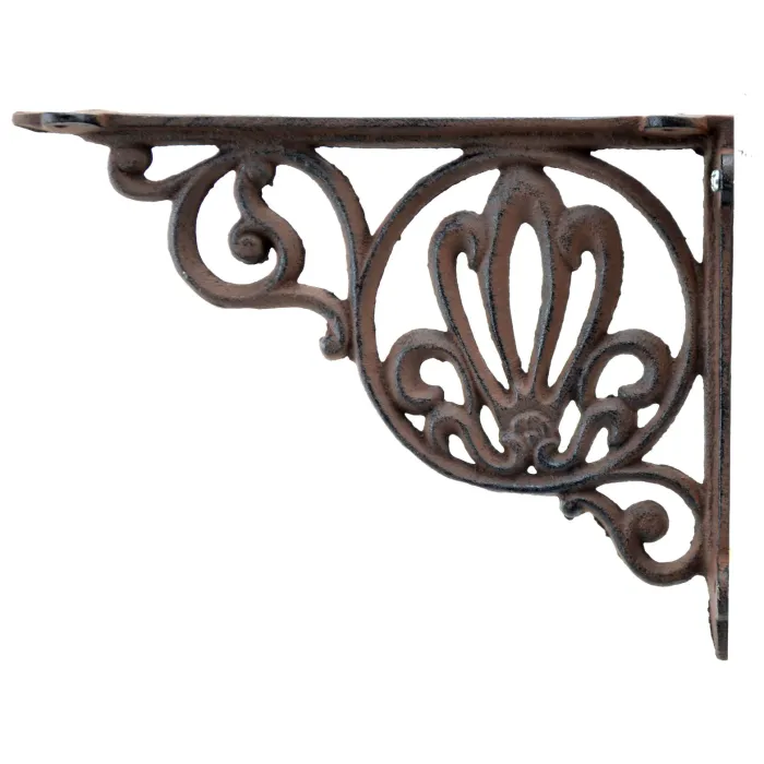 Clamshell Shelf Bracket - Rust Brown Cast Iron - 8.625" Deep