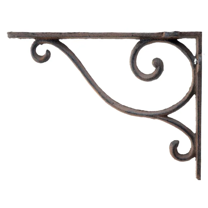 Decorative Cast Iron Wall Shelf Bracket - Simple Vine - Rust Brown - 9" Deep