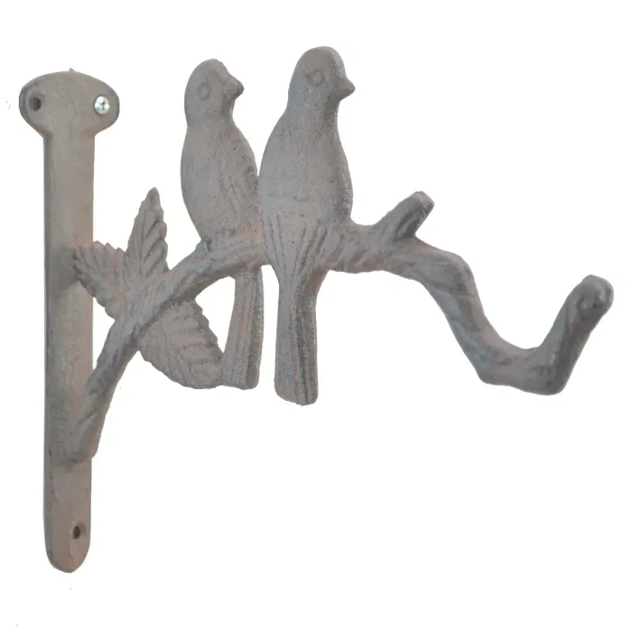 Decorative Love Birds Cast Iron Plant Hanger - 10" Deep