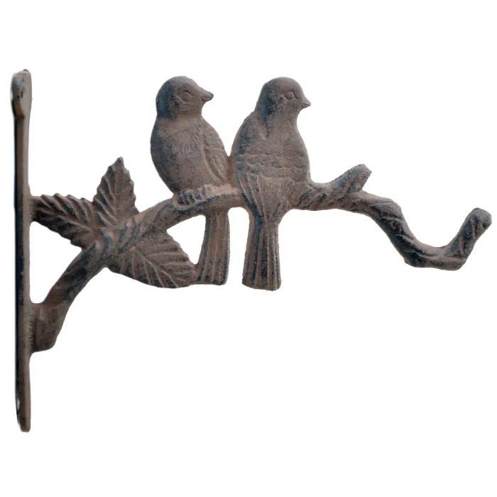 Decorative Love Birds Cast Iron Plant Hanger - 10" Deep