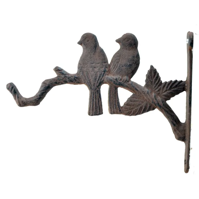 Decorative Love Birds Cast Iron Plant Hanger - 10" Deep