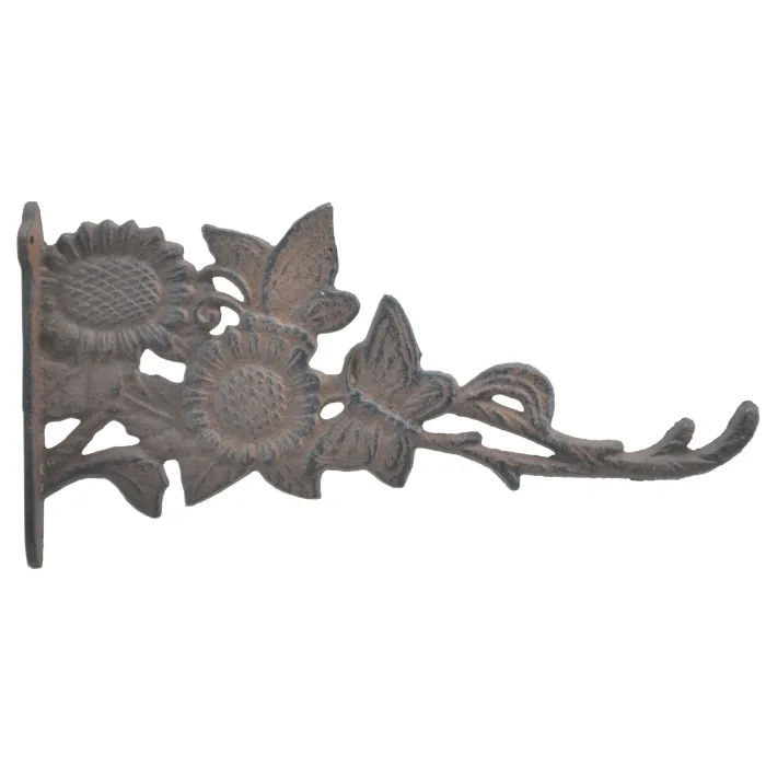 Decorative Butterflies & Sunflowers Cast Iron Plant Hanger Hook - 11.125" Deep