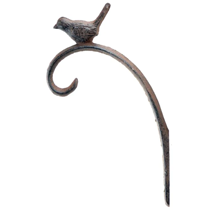 Decorative Chickadee Bird Design Cast Iron Plant Hanger Hook 5.125" Deep