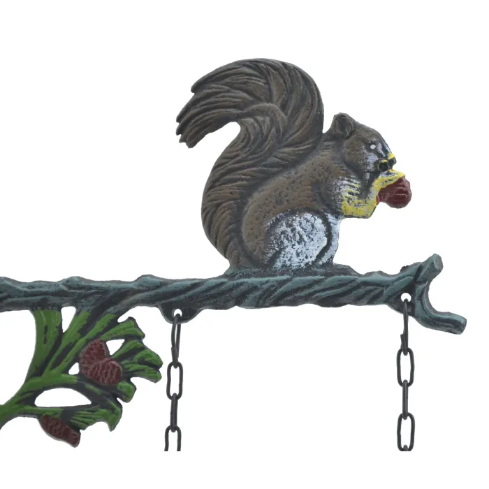 Double Sided Hanging Welcome Sign Squirrel Eating A Nut 9" Wide