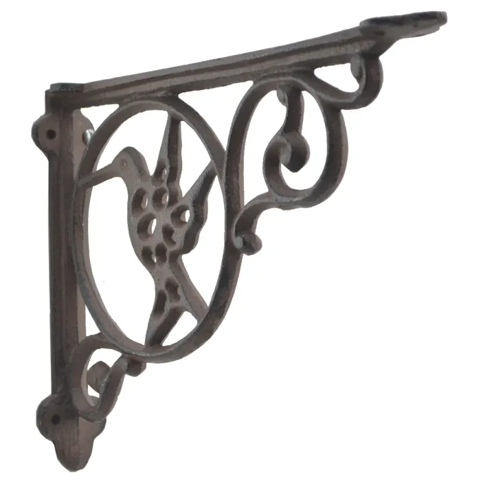 Wall Shelf Bracket Hummingbird In Circle Cast Iron 8.75" Deep