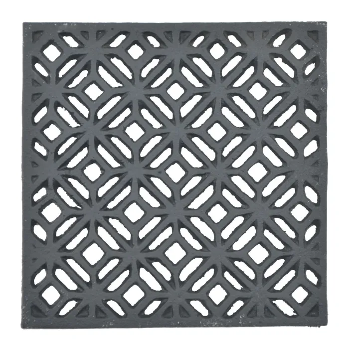 Decorative Square Black Cast Iron Trivet Ornate Diamond Design 5.25" Wide