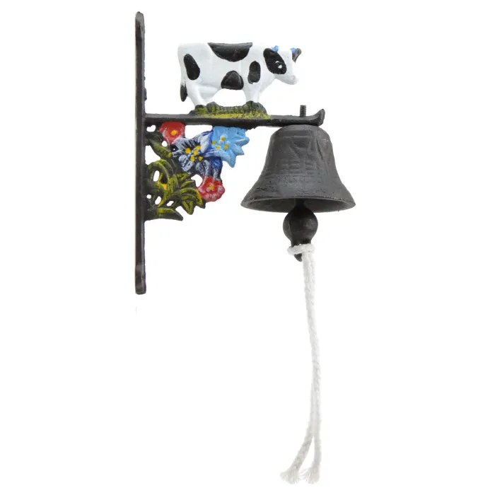 Cast Iron Dinner Bell Holstein Dairy Cow Colorful