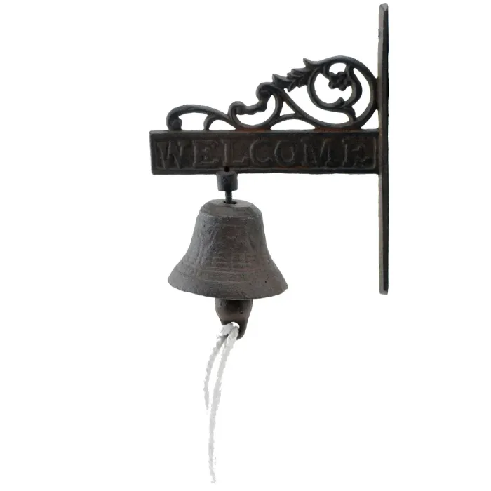 Cast Iron Dinner Bell Flower Vine Welcome Distressed Brown