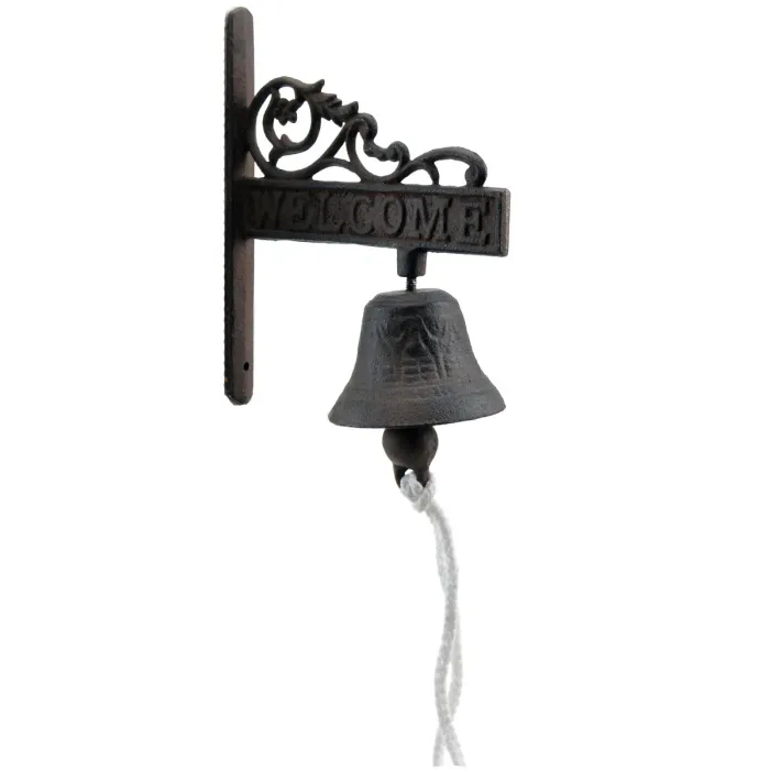 Cast Iron Dinner Bell Flower Vine Welcome Distressed Brown
