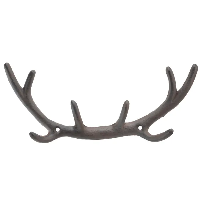 Cast Iron Wall Hook Rack Deer Antlers 11.25 Wide